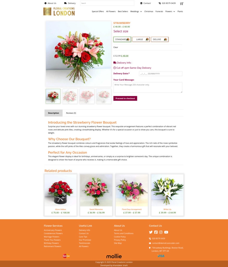 Floral Creations London Product page