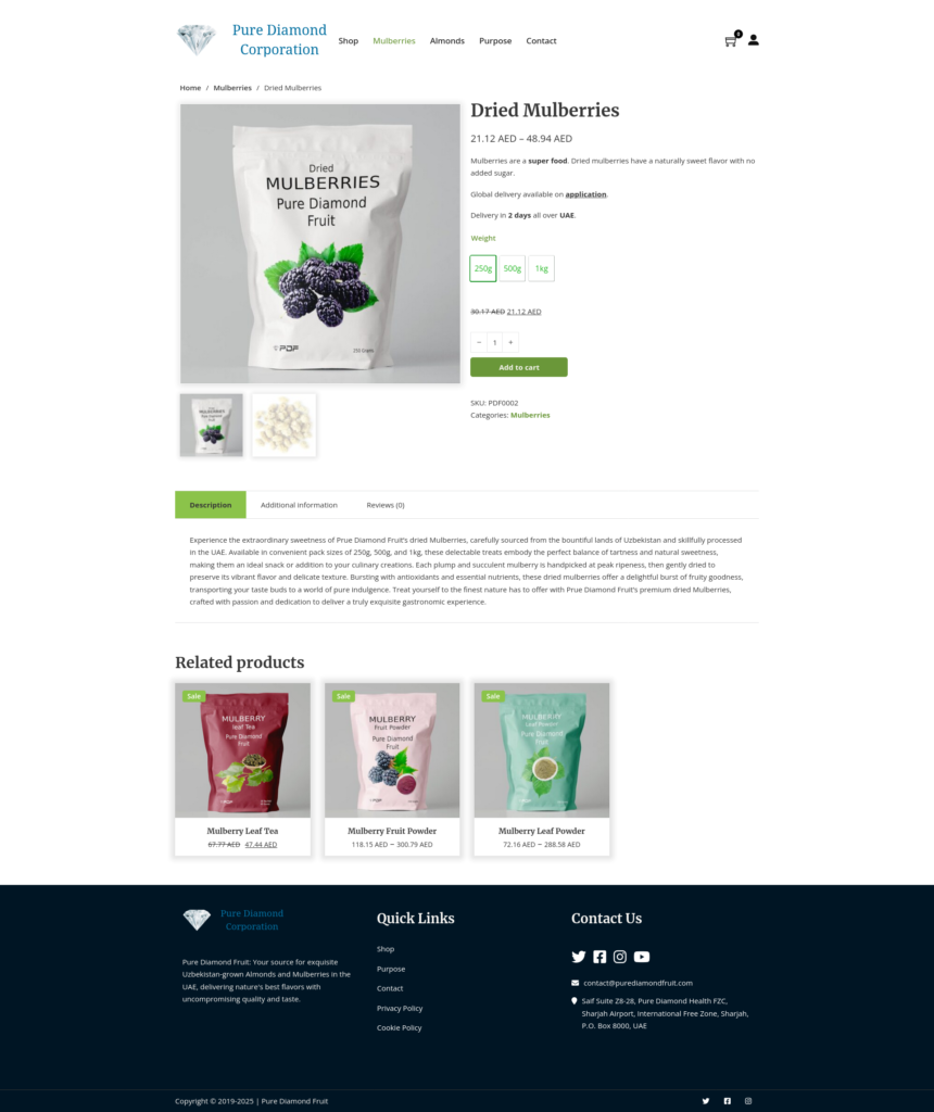 Product-Dried Mulberries Pure Diamond Fruit